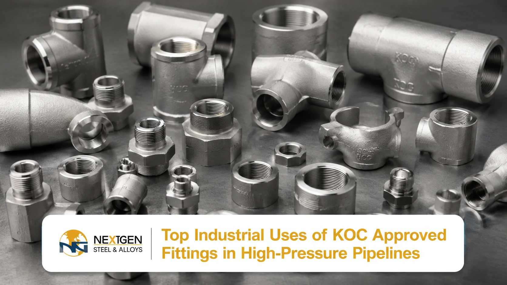 Industrial KOC approved stainless steel pipe fittings and connectors.